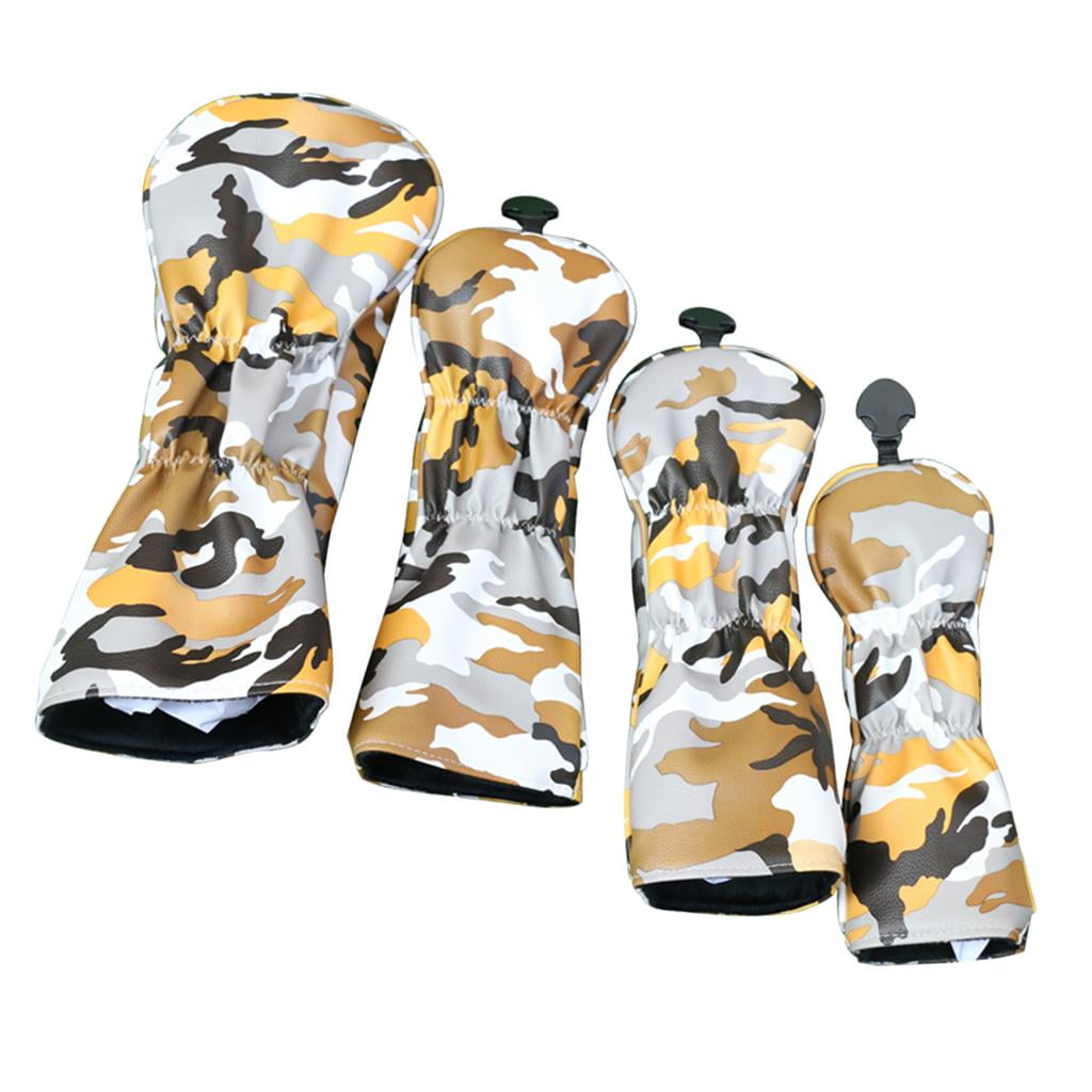 funtasica 4x Golf Wood Woods Driver Headcover Sleeves Guard W/ No.Tag Golfer - Yellow, 37cm