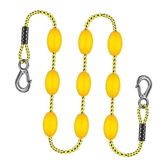 funtasica 60ft Tow Rope for 1 to 6 Riders for Tubing, Water Sports with 9 Floats, with Hook Heavy Duty Boating Tow Rope, Towable Tube Yellow Black Spots