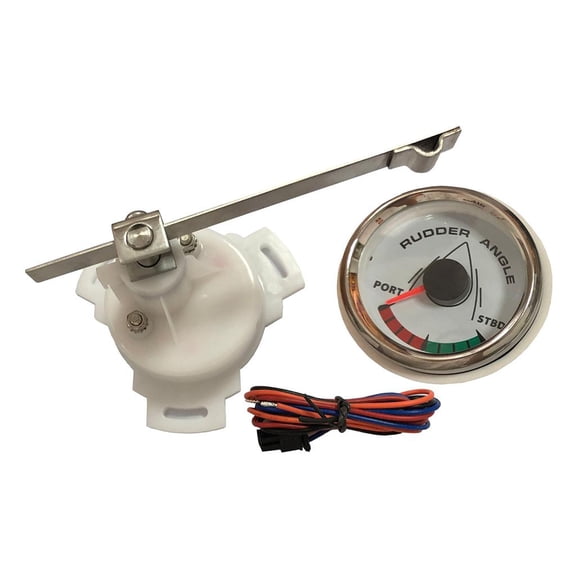 funtasica 9-32V LED Backlight Waterproof Rudder Angle Indicator Meter 0-190ohm with Mating Sensor for Marine Boat Yacht (White Dial)