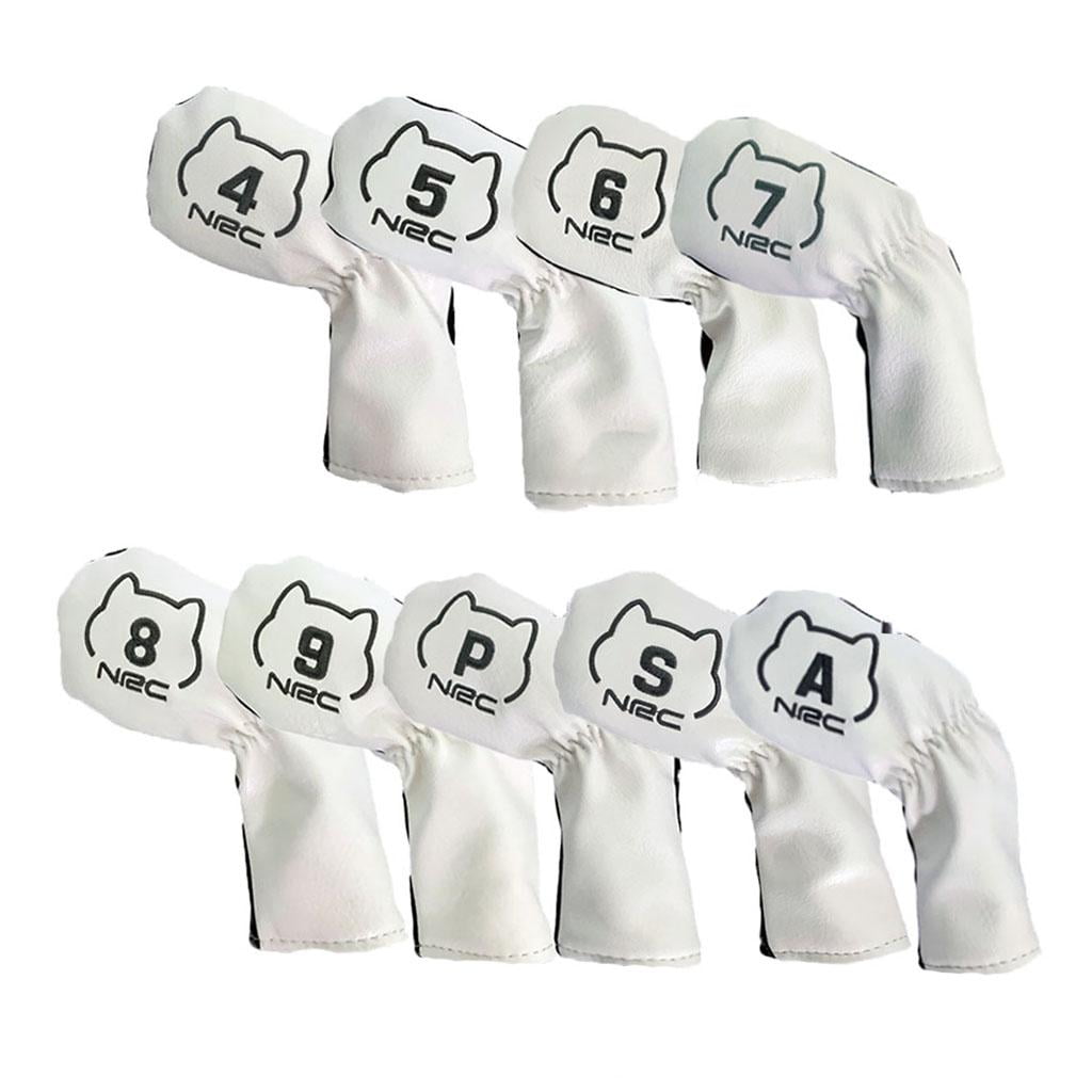 funtasica 9pcs/Set Head Covers Set Golf Club Headcover Lovely Shiba Inu Golf Driver Head Cover Cartoon Animal Woods PU Leather Headcover Dustproof Covers