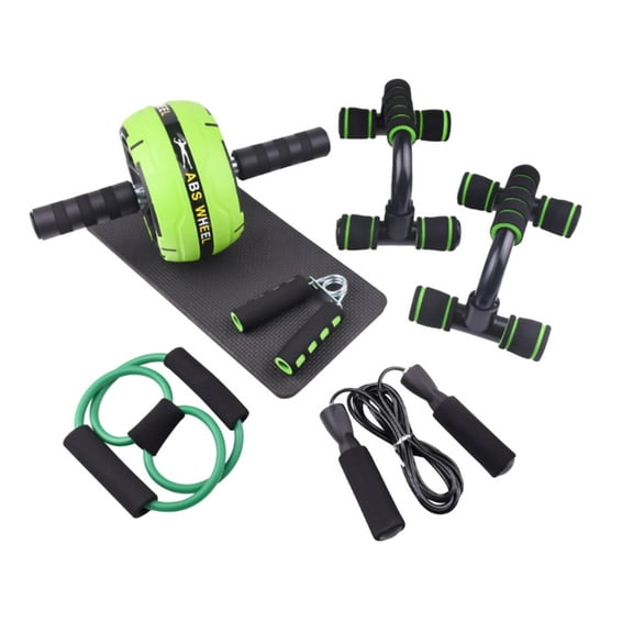 funtasica Abs Roller Wheel Indoor Fitness Equipment Set Home Gym Workout Chest Expander Green