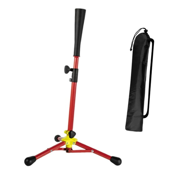 funtasica Baseball Batting Tee Adjustable Tripod Stand Adult Softball Training Tee Portable Foldable Iron Silicone Rubber Base Suitable for Coaches Indoor Outdo Red