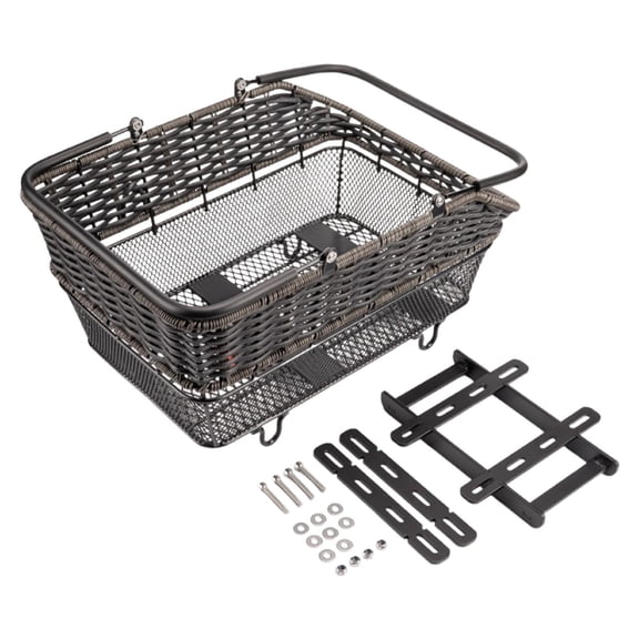 funtasica Bike Basket Quick Release Bicycle Rear Mount Large Capacity Universal Cargo Carrier with Carry Handle Rust Resistant Construction Suitable for Commuti PP and Metal