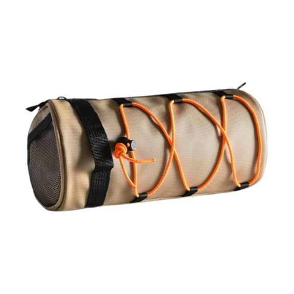 funtasica Bike Handlebar Bag Oxford Cloth Portable Front Bag for Outdoor Hiking Travel Light Brown