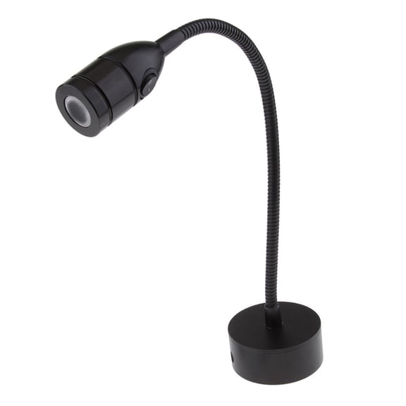 funtasica Boats RV Reading Chart Lamp, LED Bed Lights Wall-Mounted Beside Lamps Sconce Lamp, 12V / 2W / 6000K, Gooseneck Length 30cm , Black