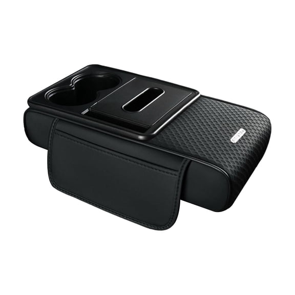 funtasica Car Armrest Pad PU Leather Center Console Organizer Interior Storage Box with Cup Holders And Phone Slot Easy Installation Comfortable Suitable for Dr black