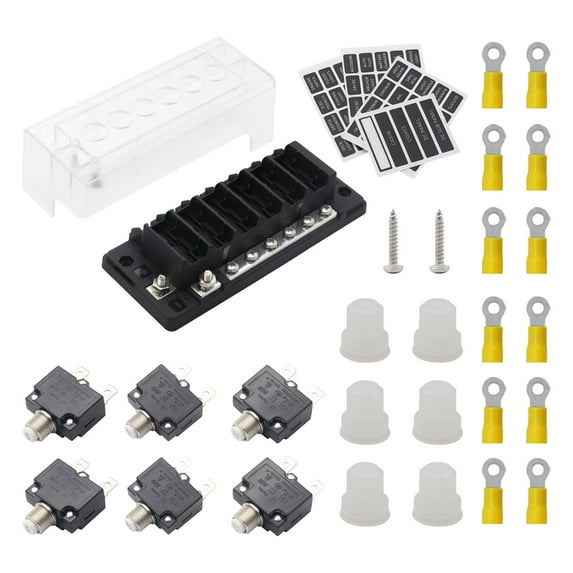 funtasica Circuit Breaker Panel Car Circuit Protector Manual Reset, 12V-32V Inline Fuse Block Holder Breaker Box for Car Stereo, SUV
