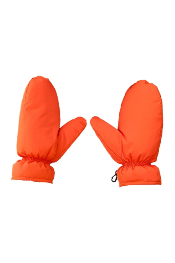 Down Mittens Duck Down Windproof Cold Weather Gloves for Jogging Walking Ski Orange