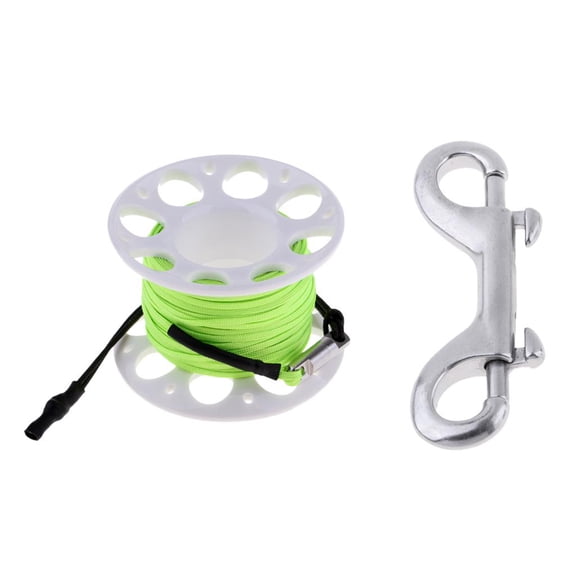 funtasica Finger Spool Reel Diving Gear Double Ended Snap Bolts Dive Wreck Scuba Diving Accessories 49ft - white