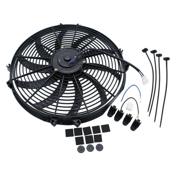 funtasica Generic Electric Cooling Fan Assembly Kit Black Easy Installation Push Pull Replace 12V 120W Mount Kit 16" Universal