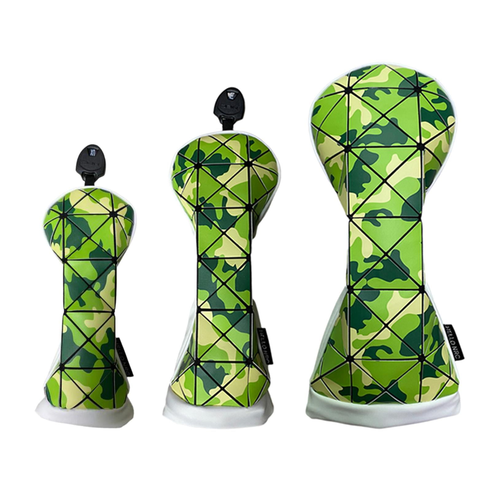 funtasica Golf Headcover Golf Club Head Covers PU Leather Long Neck Fairway Wood Cover Durable Golf Driver Head Covers Golfer Equipment 3pcs Green