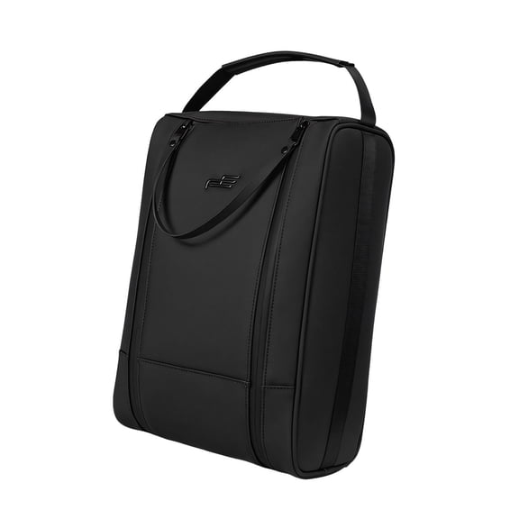 funtasica Golf Shoe Bag PU Leather Zipper Shoe Carrier Portable Travel Organizer Storage Case Handheld Tote Suitable for Men Women Packing Luggage Traveling Gear Black