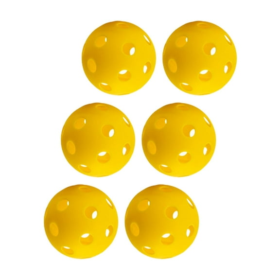 funtasica Indoor Pickleball Balls Golf Hollow Ball 26 Holes Pickle Balls for Sanctioned Tournament Play Pickleball Accessories Training Yellow 6pcs