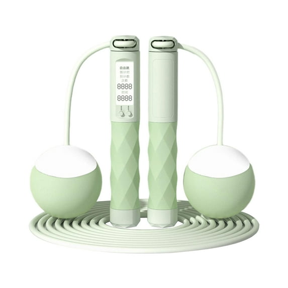 funtasica Jump Rope Cordless Jumping Rope Skipping Rope, with Counter Digital Counting Jump Rope for Indoor Workout, Training, Children green