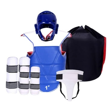 funtasica Karate Sparring Gear Set Arm Leg Guards Adjustable Padded Taekwondo Chest Pad Crotch Protector for Mma Martial Art Kickboxing M