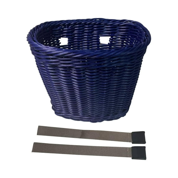 funtasica Kids Bike Basket Front Cycling Basket with Adjustable Straps Bike Decoration Basket for Picnic Sports Camping Outdoor Dark Blue