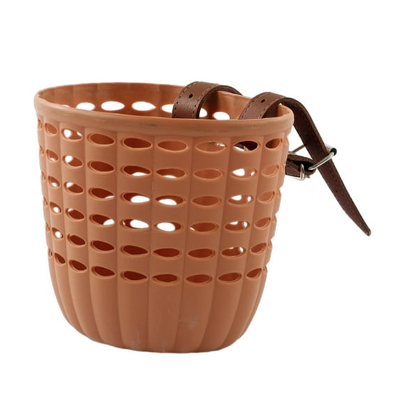 funtasica Kids Bike Basket Handlebar Basket with Adjustable PU Straps Bike Front Basket Tricycle Basket for Girls Children Boys brown