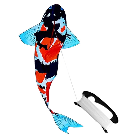 funtasica Koi Kite Flyer Outdoor Sport Kite Soft Lightweight Polyester Stable Performance Lifelike Koi Pattern Quick Setup Suitable for Beach Park Open Fields