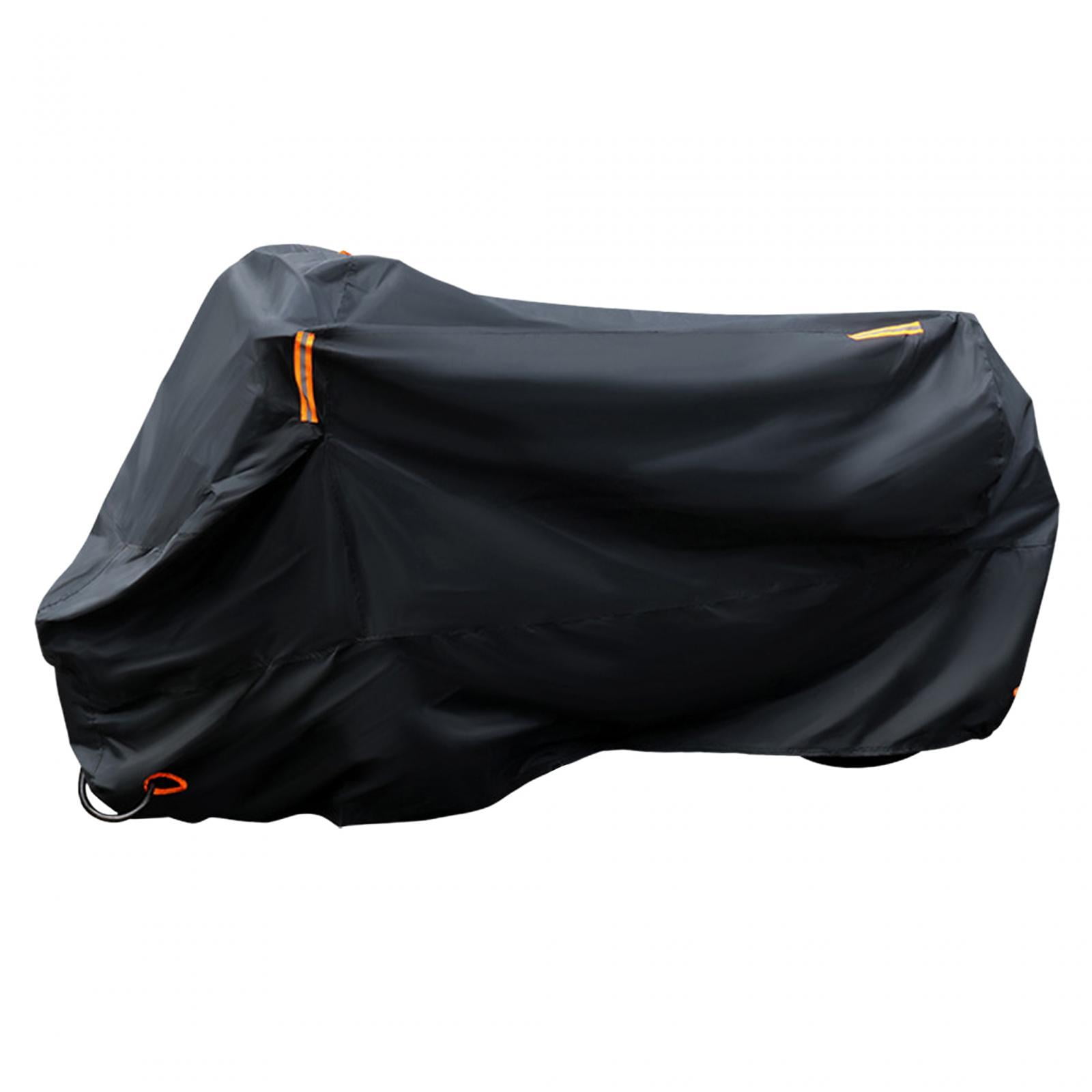 funtasica Motorcycle Cover, Motorcycle Cover, Outdoor Sun Protection, with Lock Holes, with Reflective Stripes, Wear-resistant, Windproof, Rain Protection Black XXL