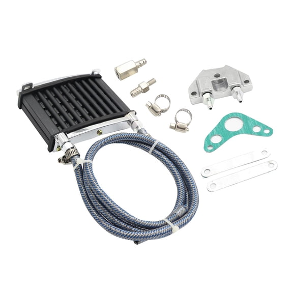 funtasica Motorcycle Engine Oil Cooler Kit Radiator System ATV Half Helmet Modification Parts for 125cc 140cc 150cc - black