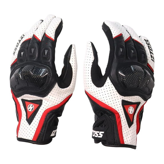 funtasica Motorcycle Gloves Winter Gloves Soft Anti Slip Motocross Warm Joint Protection Windproof Protective Gear Motorbike PU Leather , Black White L