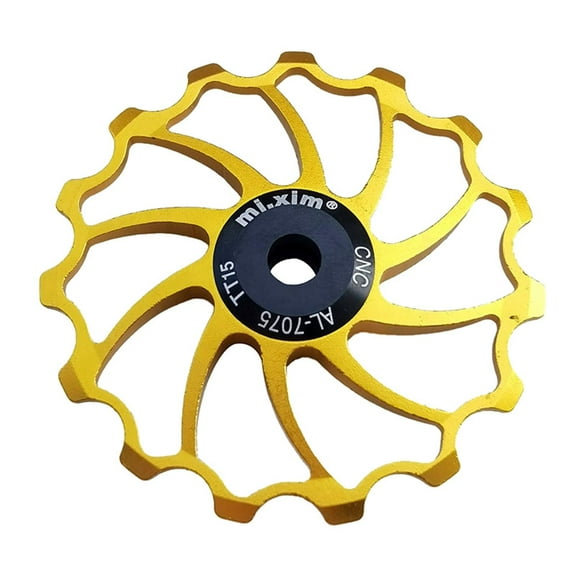 funtasica Rear Derailleur Pulley, Bike Bicycle Ceramic Bearing Jockey Wheel Aluminium Alloy Rear Derailleur Guide Roller 15T Cycling Accessories , Golden