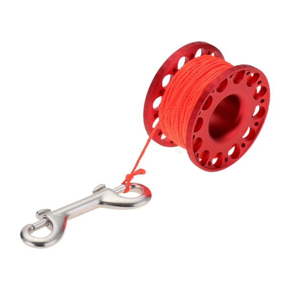 funtasica Scuba Diving Reel with Stainless Steel Double End Bolt Snap Dive Reel Dive Spool Reel for Spearfishing Scuba Diving Equipment Red Reel