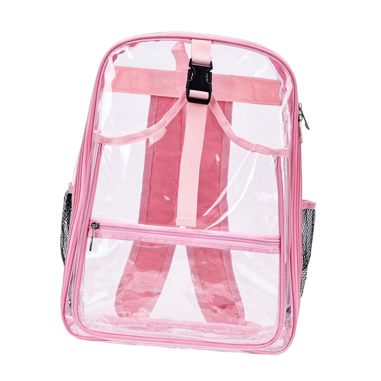funtasica Tennis Backpack ,Racket Bags ,PVC, Lighweight Clear Large Capacity Unisex Gym Badminton Bag Tennis Rucksack for Men and Women Pink