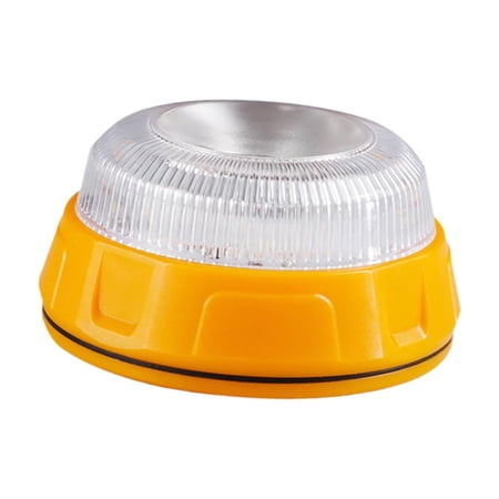funtasica Traffic Warning Light Beacon Lamp Battery Powered Portable Waterproof Strobe Flashing Light Automotive Emergency Easy Installation Suitable For Roadside Assistance Yellow w White Light