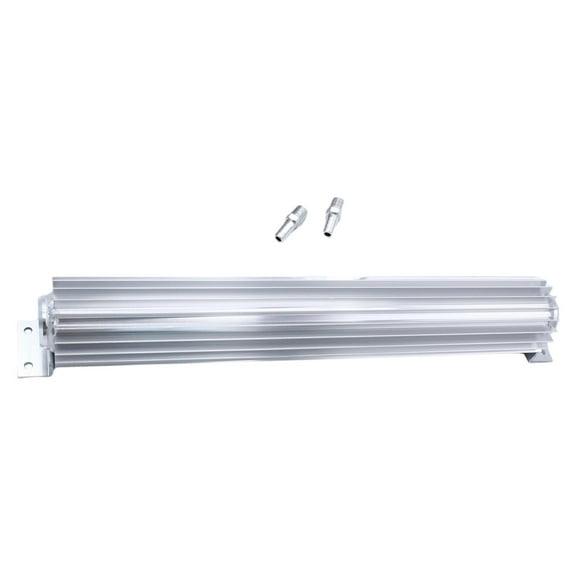 funtasica Transmission Cooler 18" Aluminum/ Better Cooling /2 Holes/ Engine Fitting Dual Pass Silver Barb Tank Oil Cooler Heat Sink Fits for Plumbing
