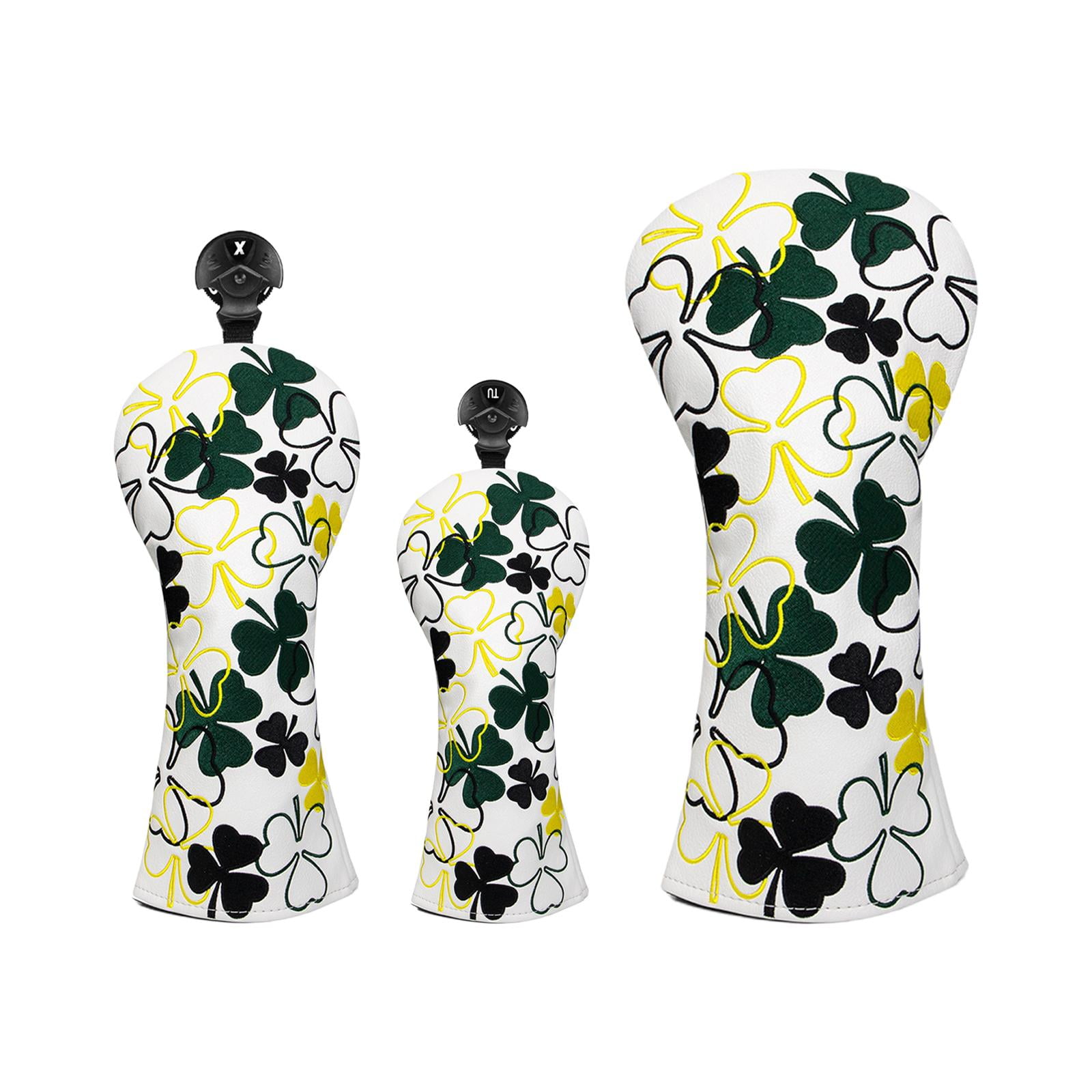 funtasica Water Resistant Patterned Embroidered Golf Club Headcover with Tags High Quality Fairway Wood Hybrid Headcover Headcover , White, Set
