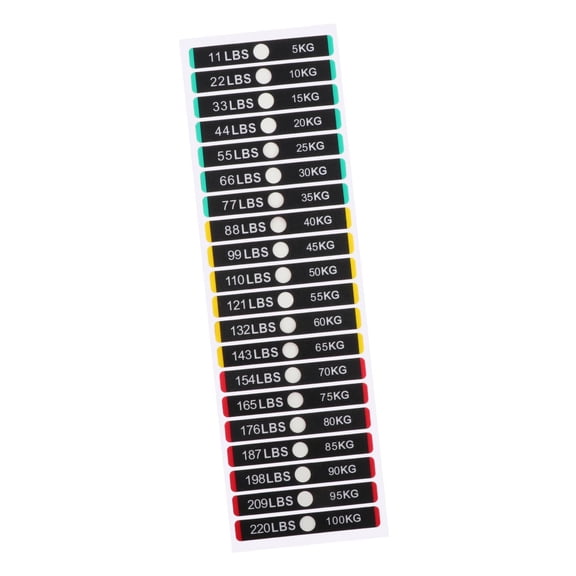 funtasica Weight Stack Labels Number Stickers 5-100kg, Black Background Classification Weight Stickers for Strength Training Indoor Gym