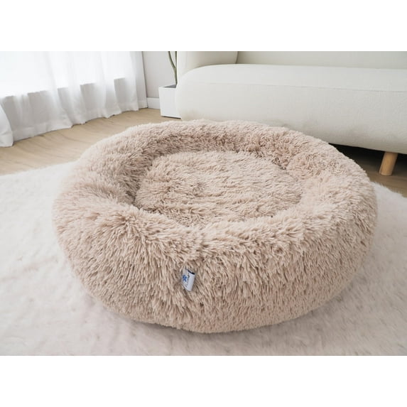 furMe Oatmeal Calming Donut Pet Bed - Water and Dirt Resistant Soft Pet Bed with Removable and Washable Cover (S)