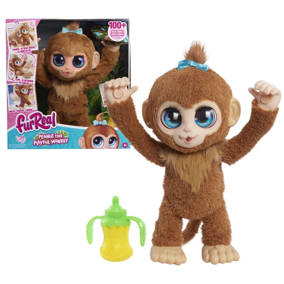 furReal Peanut the Playful Monkey Interactive Toy, 15-inch Realistic Plush