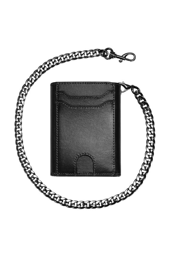 Genuine Leather Wallet Chains for Men: Wallet Chain with Card Holder - RFID Trifold Wallets with Anti Theft Chain - Gifts for Father Husband for Birthday Anniversary A101