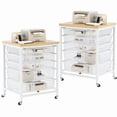 thumbnail image 1 of furlinkhm 2PCS Rolling File Cart with 5 Drawers, Mesh Organizer Cart Storage Drawers with Lockable Wheels,Mobile Utility Cart Printer Stand with Drawers for Home Office,Beige & White, 1 of 8