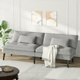 thumbnail image 1 of furlinkhm Convertible Futon Sofa Bed, 70" Futon Sofa Bed, Adjustable Futon Couch, Linen Fabric Futon Sofa Couch, Comfy Futon Couch Bed with 2 Square Pillows, for Living Room, Apartment, Office (Grey), 1 of 7