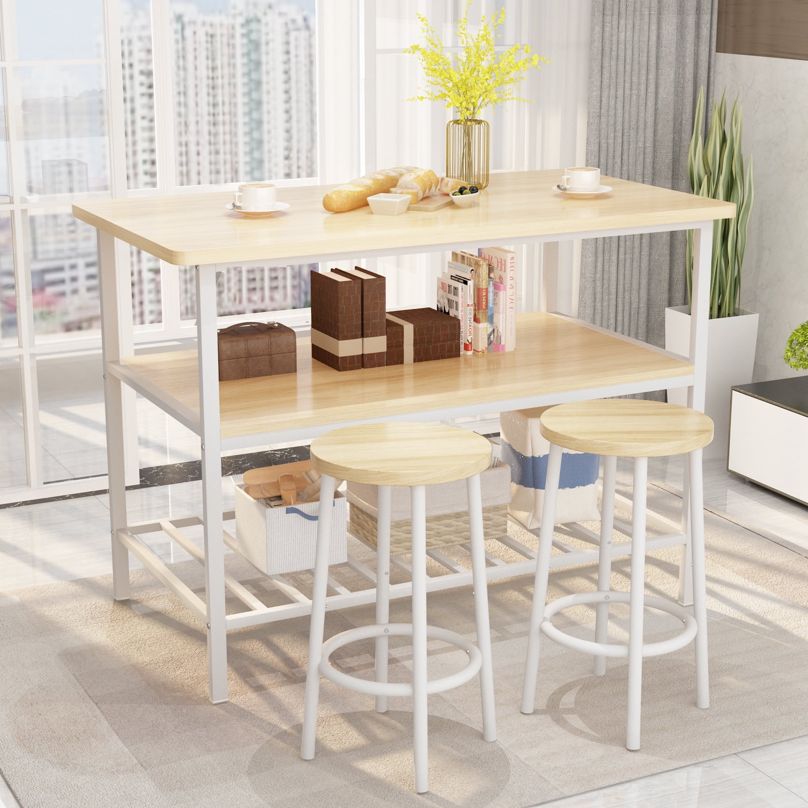 Furlinkhm Kitchen Table Set for 2,Kitchen Island with Seating and ...