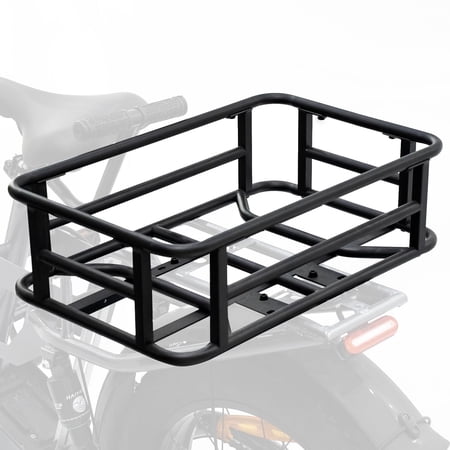 furlinkhm Large Ebike Basket Rear, Waterproof Metal Electric Bicycle Basket, Quick Assemble Bike Accessories Rear Bike Cargo Rack for Picnic Basket, Pet Dog, Sports Bag