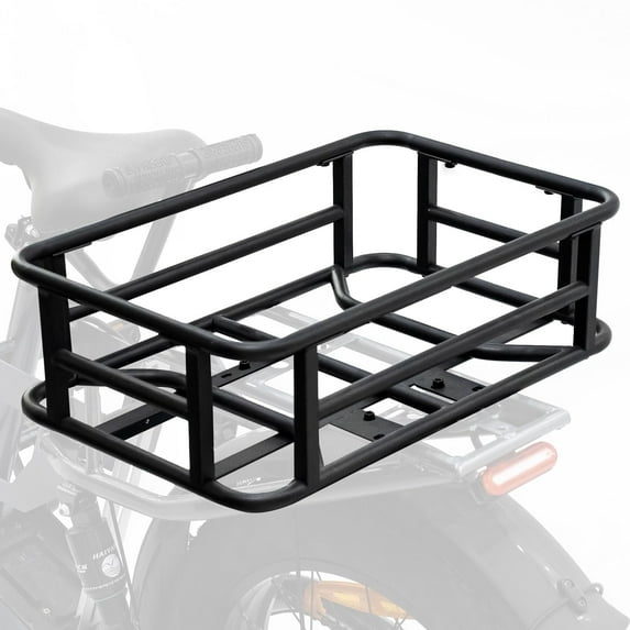 furlinkhm Large Ebike Basket Rear, Waterproof Metal Electric Bicycle Basket, Quick Assemble Bike Accessories Rear Bike Cargo Rack for Picnic Basket, Pet Dog, Sports Bag