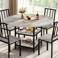 thumbnail image 1 of furlinkhm Round Dining Table for 4-6, 47'' Kitchen Table with 2 Tier Storage Shelves, Modern Round Table Made of MDF and Metal Frame, Gray Table for Dining Room, Courtyards Leisure(Only Table), 1 of 8