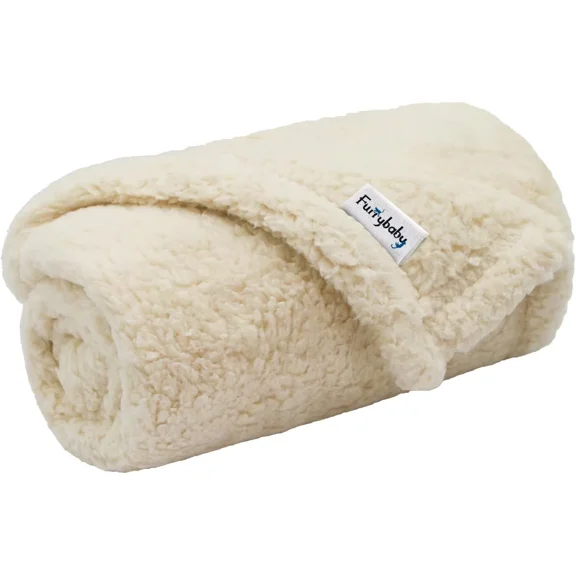 furrybaby Premium Soft Dog Blanket for Small Dogs Puppy Cat Washable Sherpa Fleece 24x32 Inches Pet Throw for Bed Furniture Couch Sofa Protection(Small, Beige Blanket)