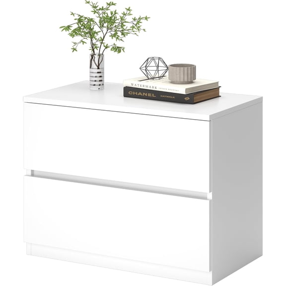 furtble 2 Drawer Dresser, Small Dressers for Closet, Wood Storage Cabinet for Hallway Bedroom Entryway, Nightstand Sofa Beside Table Drawer Chest, 23.6 in, White