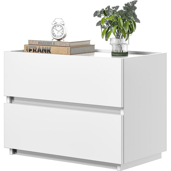 furtble Stackable 2 Drawer Dresser, Small Dressers for Closet, Wood Storage Cabinet for Hallway Bedroom Entryway, Nightstand Sofa Beside Table Drawer Chest, 23.6 in, White