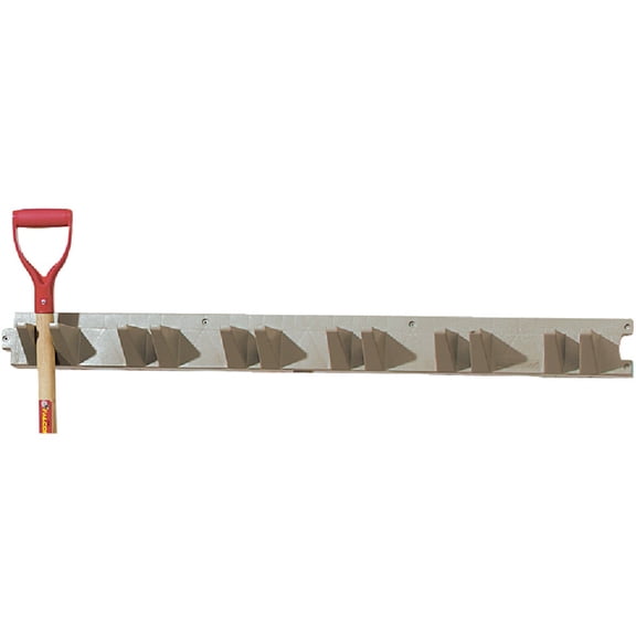 Suncast Wall-Mounted Long-Handled Garden-Tool Hanger, 4-Foot Storage Rack for Rakes, Shovels, and Brooms, Holds 12 Tools, 120 lb Capacity
