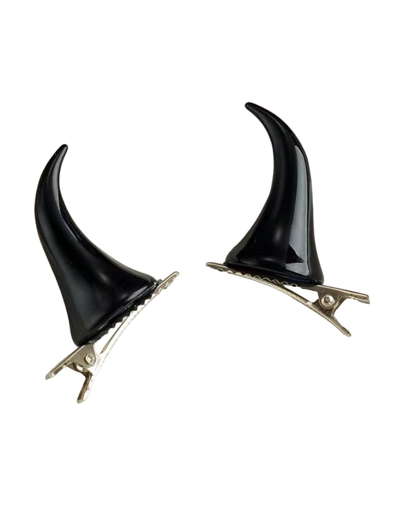 2Pcs Halloween Evil Horn Hair Clips, Small Horror Demon Goth Ear Hairpins, Hair Barrettes Accessories for Women Adults Props Party Cosplay Costume