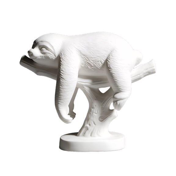 fuxzkrlz 3D Printed Mini Sloth Figurines, Pure White Cute Sloth Lying on Branch with Delicate Hair Texture, Small Desktop Decoration for Home Office
