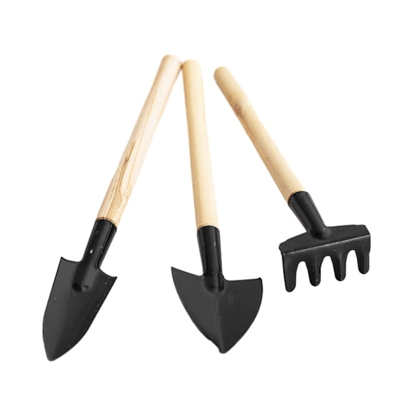 fuxzkrlz 3Pcs/Set Small Gardening Tools Wood Handle Hand Shovel Rake Trowel Heavy Duty Metal Gardening Hand Tools for Balcony Succulents Flower Pots Planting