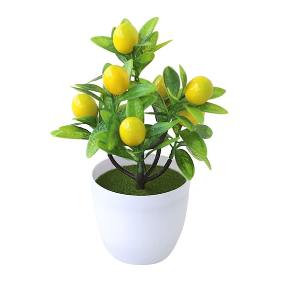 fuxzkrlz Artificial Lemon Tree Potted Plants Small Fake Yellow Lemons Citrus Tree Faux Fruit Greenery Bonsai Decoration for Indoor Home Office Living Room Table