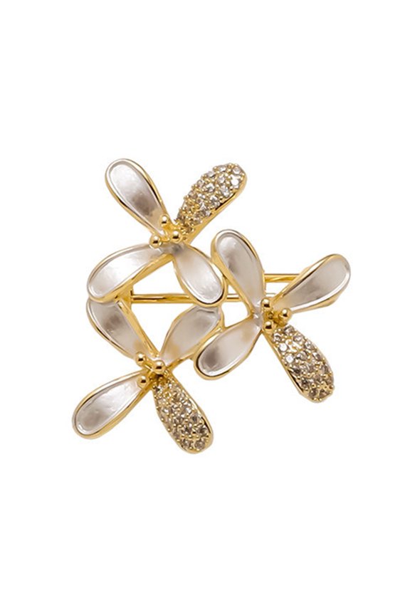 Brooch Pin for Women, Shell Petals Design Lapel Pin with Rhinestones, Flowers Secure Small Pin Buckle for Suits Dresses Scarves Gift